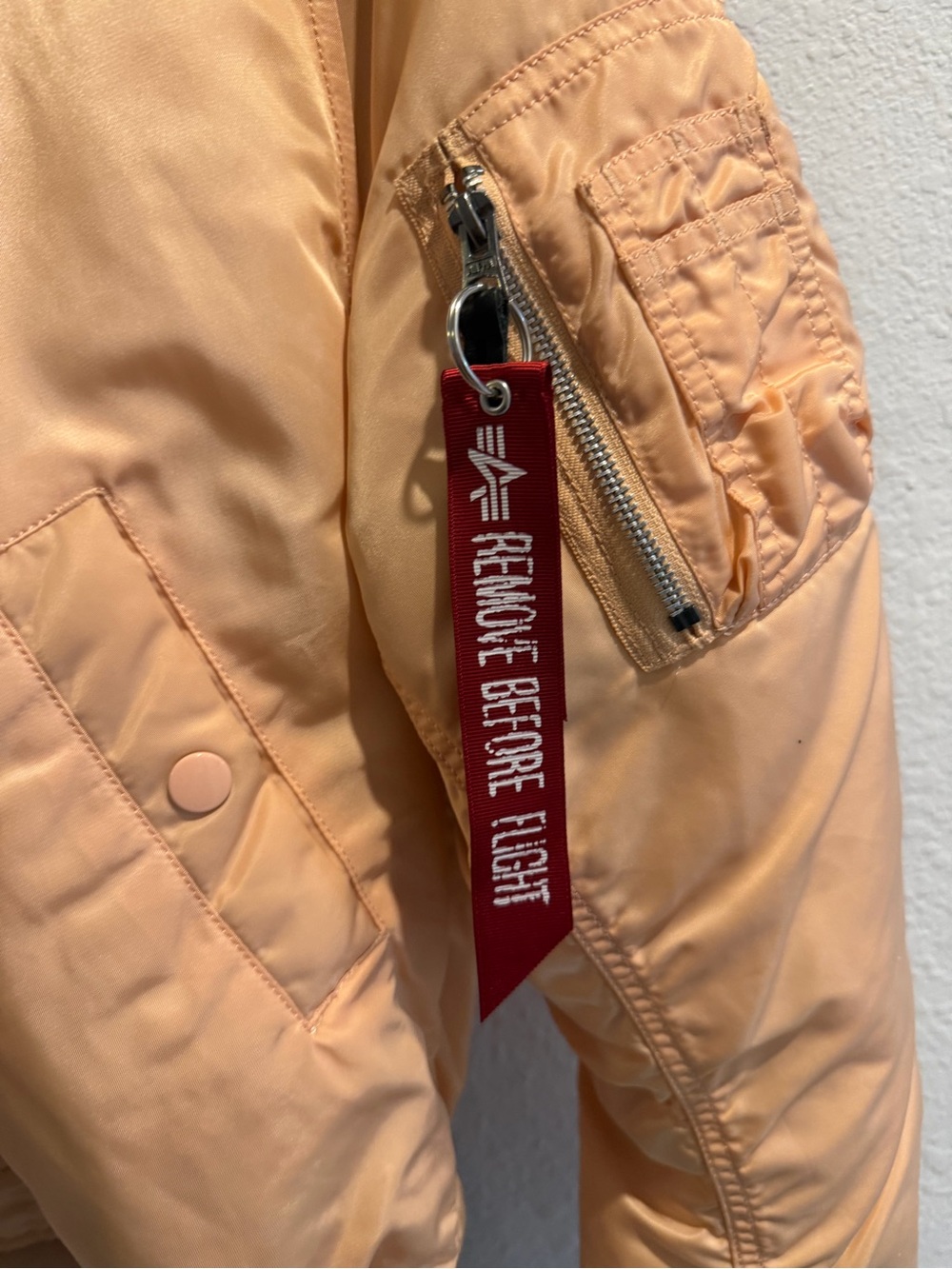 Alpha Industries Peach Bomber Jacket with Faux-Fur Hood - Picture 5 of 7